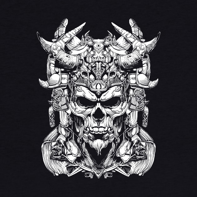 SKULL HEAD WARRIOR LINE ART - Dark Version by HelloDisco